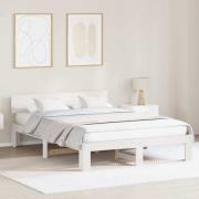 vidaXL Sängram med huvudgavel Vit 150 x 200 cm Massiv furu
