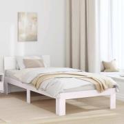vidaXL Sängram med huvudgavel Vit 75 x 190 cm Massiv furu