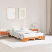 vidaXL Sängram Vaxbrun 120 x 200 cm Massiv furu