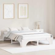 vidaXL Sängram Vit 160 x 200 cm Massiv furu