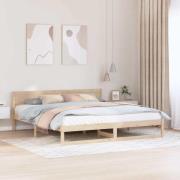 vidaXL Sängram med huvudgavel Naturfärg 180 x 200 cm Massiv furu