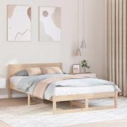 vidaXL Sängram med huvudgavel Naturfärg 140 x 190 cm Massiv furu