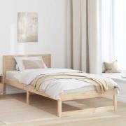 vidaXL Sängram med huvudgavel Naturfärg 90 x 200 cm Massiv furu