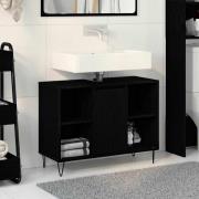 vidaXL Badrumsskåp med hylla Svart ek 80 x 33 x 60 cm Konstruerat trä