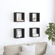 vidaXL Vägghyllor 4 pcs Svart ek 26 x 15 x 26 cm Konstruerat trä