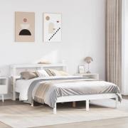 vidaXL Sängram utan madrass vit 140x190 cm massiv furu