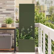 vidaXL Trädgårdsplanterare med dekorativ panel Olivgrön 50 x 140 cm
