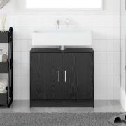 vidaXL Badrumsskåp med dörr Svart Ek 63 x 29 x 55 cm Konstruerat trä