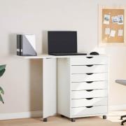 vidaXL Skrivbord med hurts och hjul MOSS vit massiv furu
