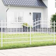 vidaXL Trädgårdsstaket Vit 140 cm Pulverlackerad stål