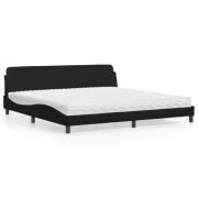 vidaXL Bed with Mattress "Dover" Black 200x200 cm Faux Leather