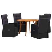 vidaXL Trädgårdsmöbelset 5 pcs Svart konstrotting
