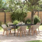 vidaXL Matgrupp 7 pcs Ljusgrå Poly rattan
