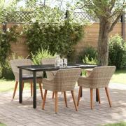 vidaXL Matgrupp 5 pcs Ljusgrå Poly rattan