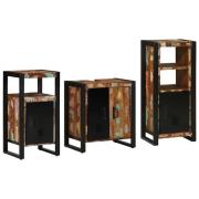 vidaXL Badrumsmöbelset 3 pcs Flerfärgsdesign Massivt återvunnet trä