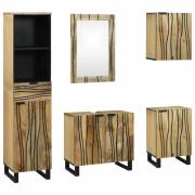 vidaXL Badrumsmöbelset 5 pcs Brun 38 x 33 x 160 cm Fast Rå Mango trä