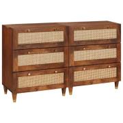 vidaXL Sidoskåpsset 2 pcs Brun 60 x 33.5 x 75 cm Massivt Mangoträ