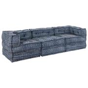 vidaXL Modulär soffa Geometriskt 3 pcs Indigo 70 x 70 x 56 cm tyg