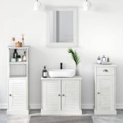vidaXL Badrumsmöbelset 3 pcs antikvit 37 x 34 x 110 cm Massiv furu