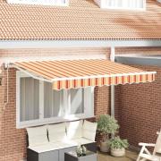 vidaXL Utfällbar markis Flerfärgad rand 350x200 cm tyg