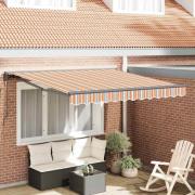 vidaXL Utfällbar markis Flerfärgad rand 350x250 cm tyg