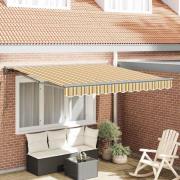 vidaXL Utfällbar markis Flerfärgad rand 350x250 cm tyg