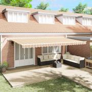 vidaXL Utfällbar markis Flerfärgsdesign 600 × 300 cm Tyg och Metall