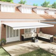 vidaXL Markis Manuell Vit 600 × 350 cm tyg