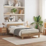 vidaXL Sängram med huvudgavel artisan ek 135 x 190 cm Konstruerat trä