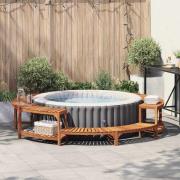 vidaXL Rund Bubbelpool Inhägnad Område Brun Ø275 cm massivt akacia