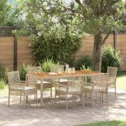 vidaXL Trädgårdsmöbelset 7 pcs Beige Poly rattan