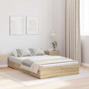 vidaXL Förvaringssängram Sonoma-ek 120 x 200 cm Konstruerat trä