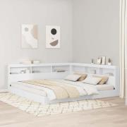 vidaXL Förvaringshuvudgavel med hylla Vit 200 cm Konstruerat trä