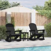 vidaXL Trädgård loungemöbler 3 pcs Svart HDPE