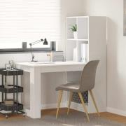 vidaXL Skrivbord med hylla Vit 122 x 67 x 145 cm Konstruerat trä