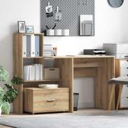 vidaXL Skrivbord artisan ek 131.5 x 50 x 106.5 cm Konstruerat trä