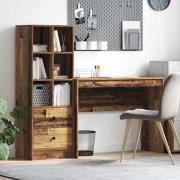 vidaXL Skrivbord med låda 2 pcs Gammalt trä