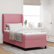 vidaXL Bäddfjäder med madrass med huvudgavel Rosa 90 x 190 cm Sammet