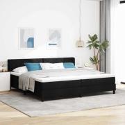 vidaXL Bäddfjäder med huvudgavel Svart 200 x 200 cm tyg