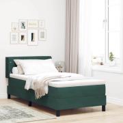 vidaXL Bäddfjäder med huvudgavel Mörkgrön 200 x 90 cm Sammet