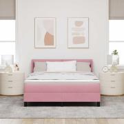vidaXL Boxfjädring med madrass Svart 100x200 cm Sammet Rosa