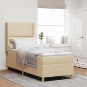 vidaXL Bäddfjäder med madrass med huvudgavel Kräm 80 x 200 cm tyg