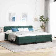 vidaXL LED Box Säng med madrass med led Mörkgrön 200 x 200 cm Sammet