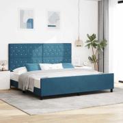 vidaXL Sängram med huvudgavel Mörkblå 200 x 200 cm Sammet