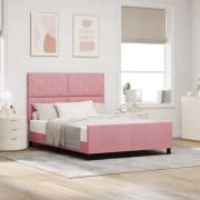vidaXL Sängram med huvudgavel Rosa 140 x 200 cm Sammet