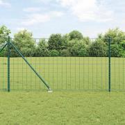 vidaXL Staket med stolpar Grön 1.4 x 10 m Stål