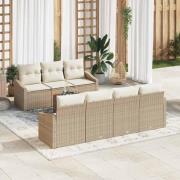 vidaXL Trädgårdsoffset 8 pcs Beige, vit