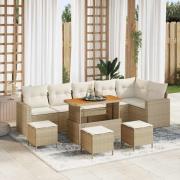 vidaXL Trädgårdsoffset 10 pcs beige och gräddvit 110 x 55 x 71 cm