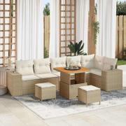 vidaXL Trädgårdsoffset 9 pcs Beige och gräddfärgad 80 x 80 x 71 cm