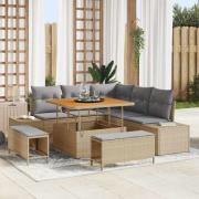 vidaXL Trädgårdsoffset med lagring 8 pcs Beige Poly rattan